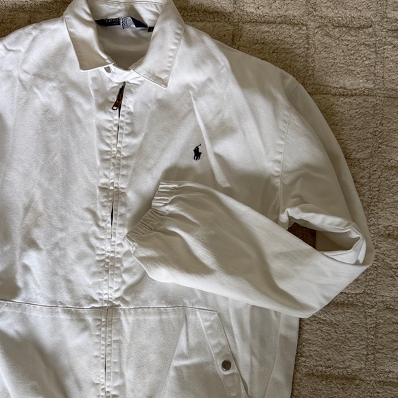 POLO Ralph Lauren White Cotton Twill Harrington Jacket Vintage - Picture 9 of 11